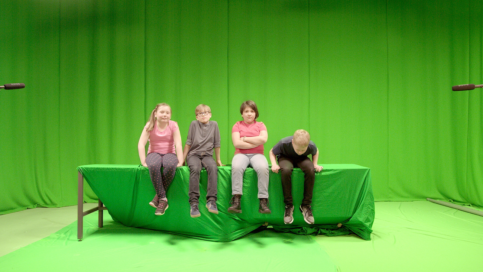 Royal Life Saving Society – image of actors in front of a green screen - Gallery image for Royal Life Saving Society project